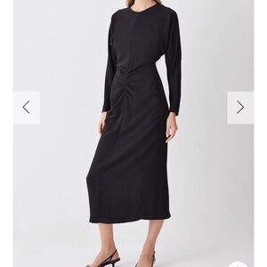 Karen Millen Ruched crepe rounded sleeve midi dress